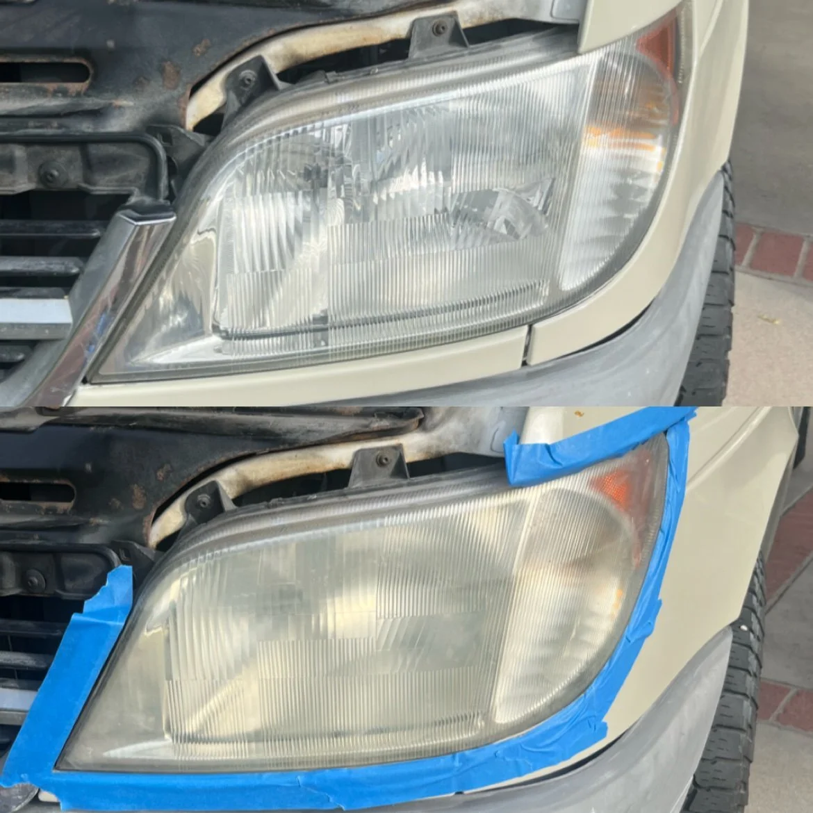 Toyota Sequoia headlight restoration before and after