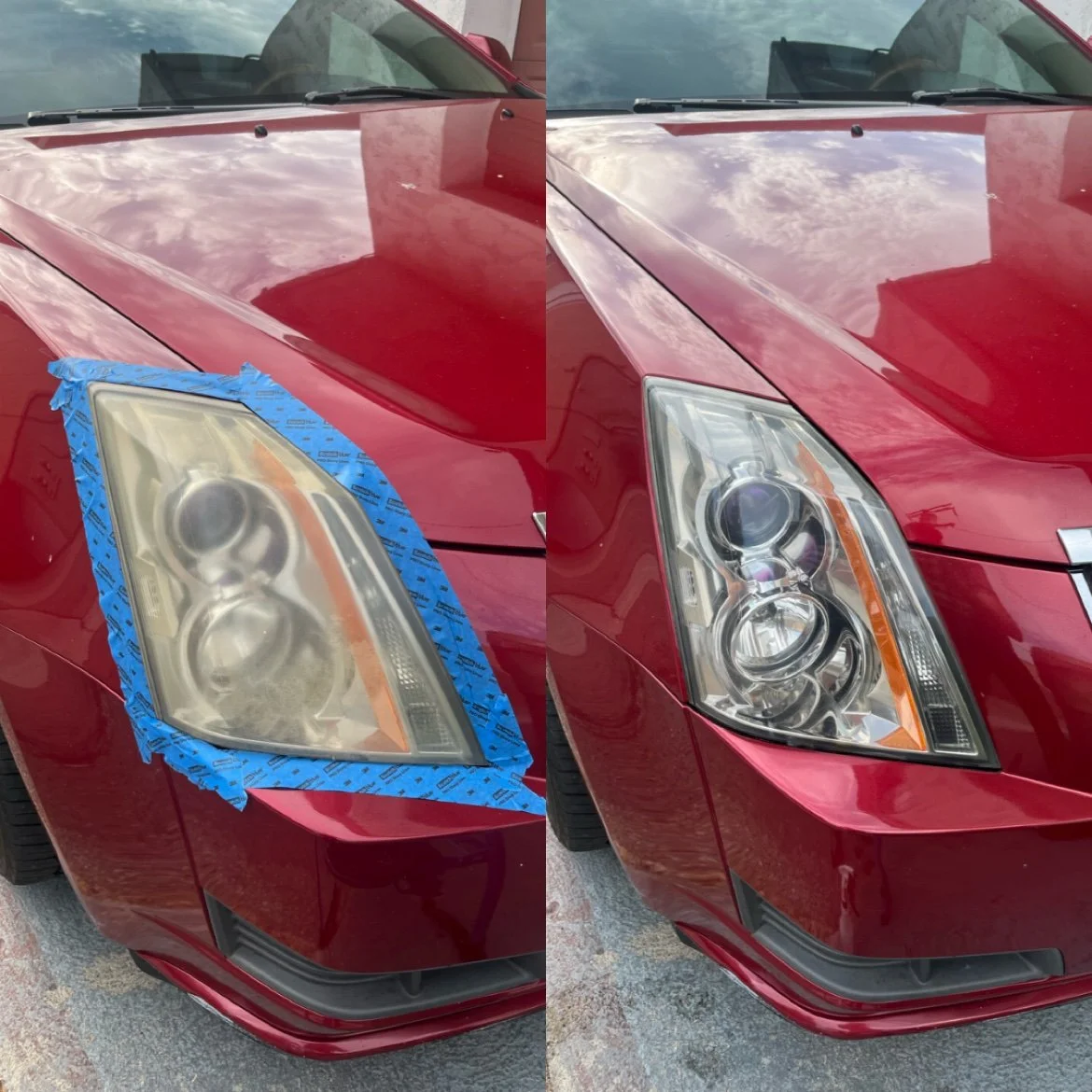 Cadillac CTS headlight restoration before and after