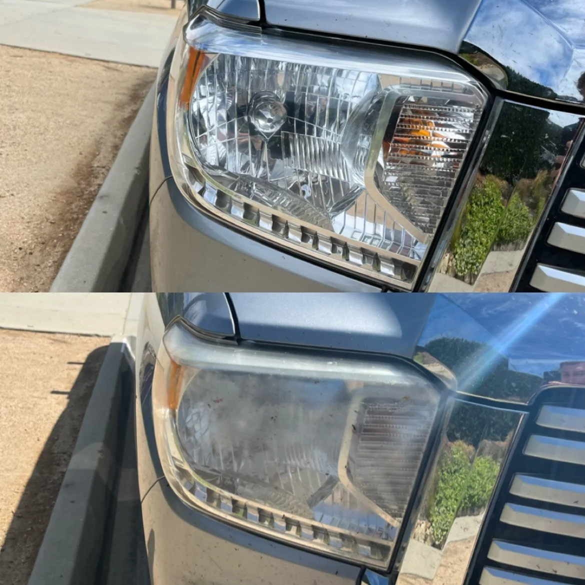 Toyota Tundra headlight restoration before and after