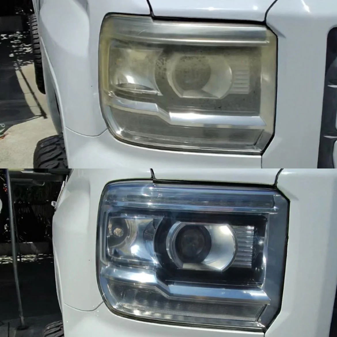 GMC Canyon headlight restoration before and after