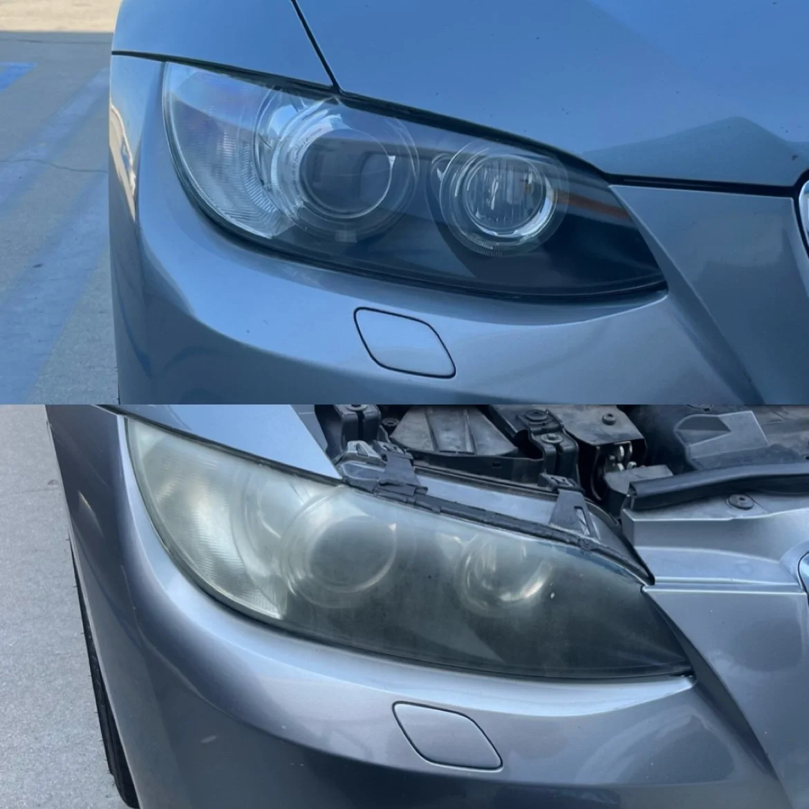 BMW 3 Series headlight restoration before and after