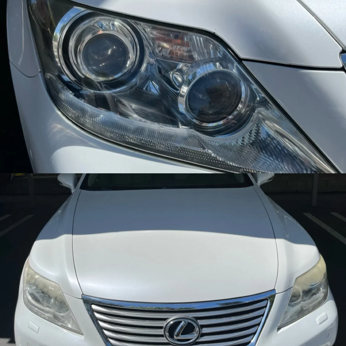 Lexus LS 460 headlight restoration before and after