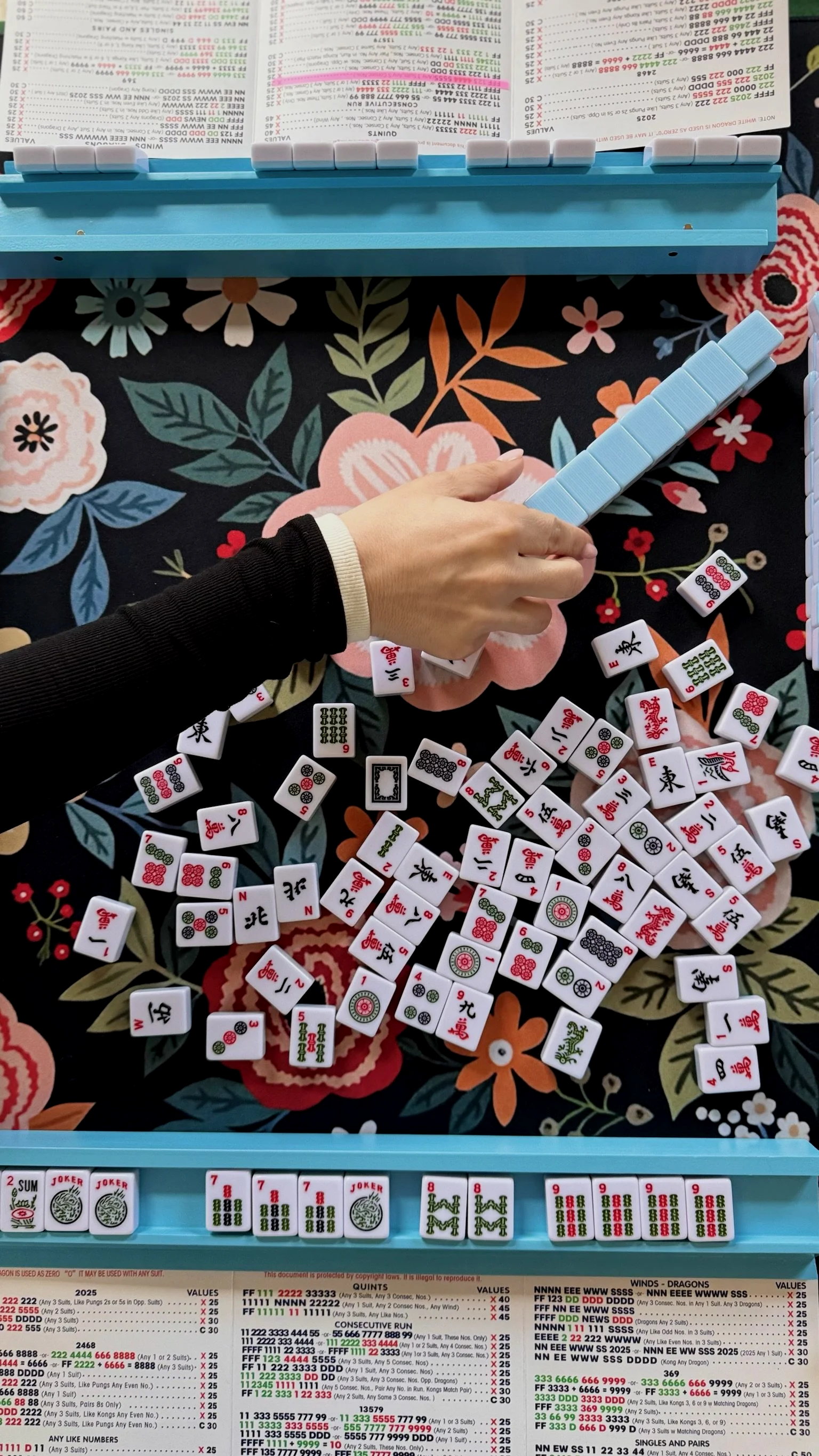 American Mahjong tiles and racks prepared for a private North Shore lesson