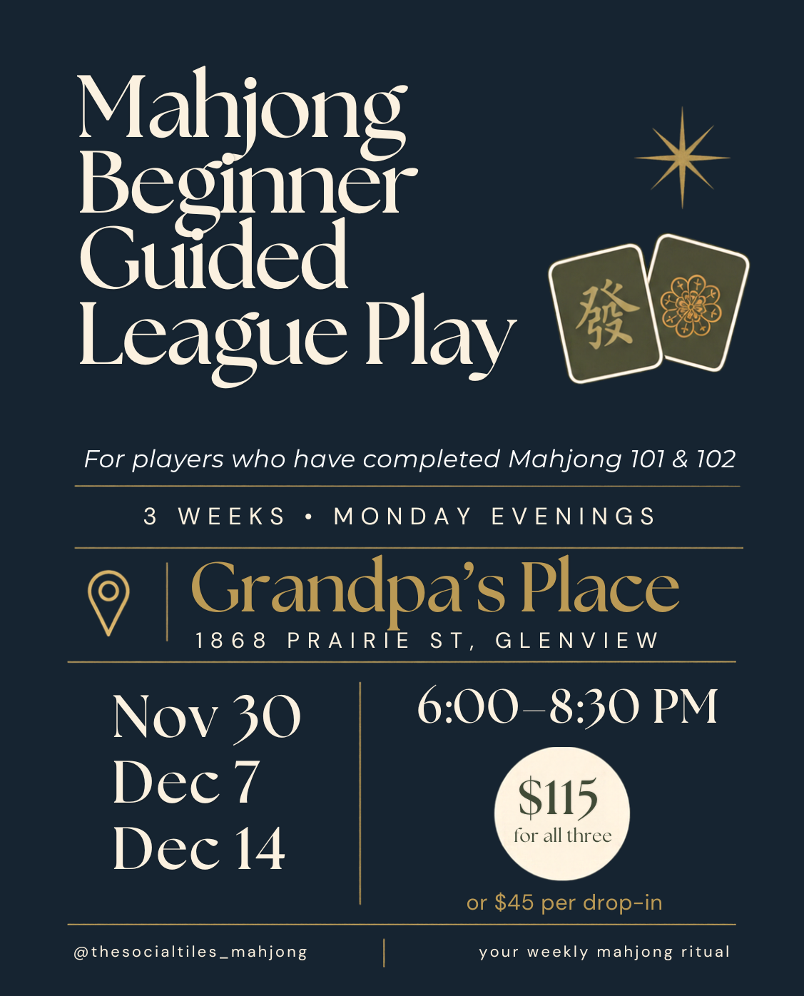 Beginner Guided League Play // 3-Week Series at Grandpa's Place (Mondays)