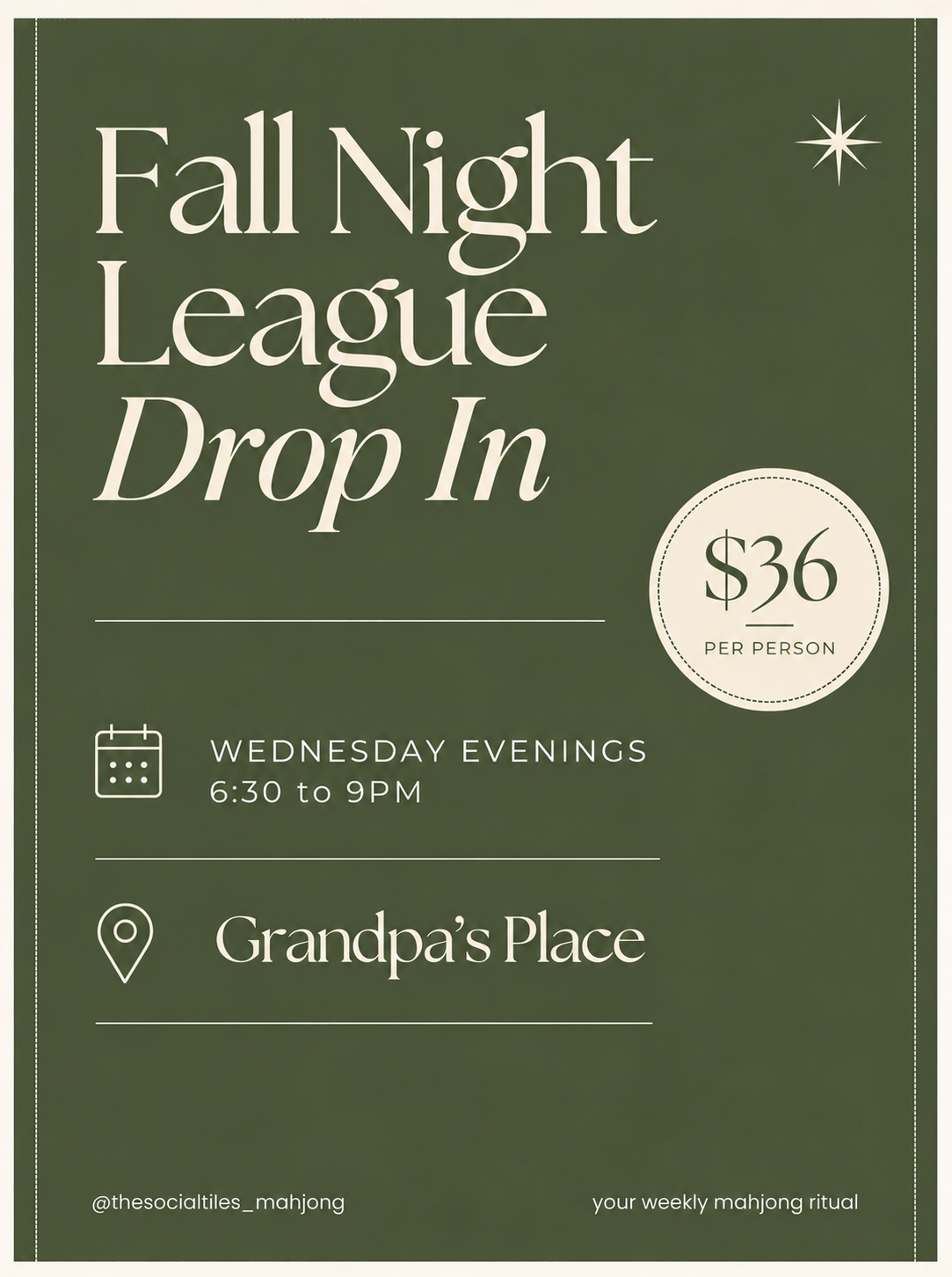 DROP INS - Fall Wednesday Night League