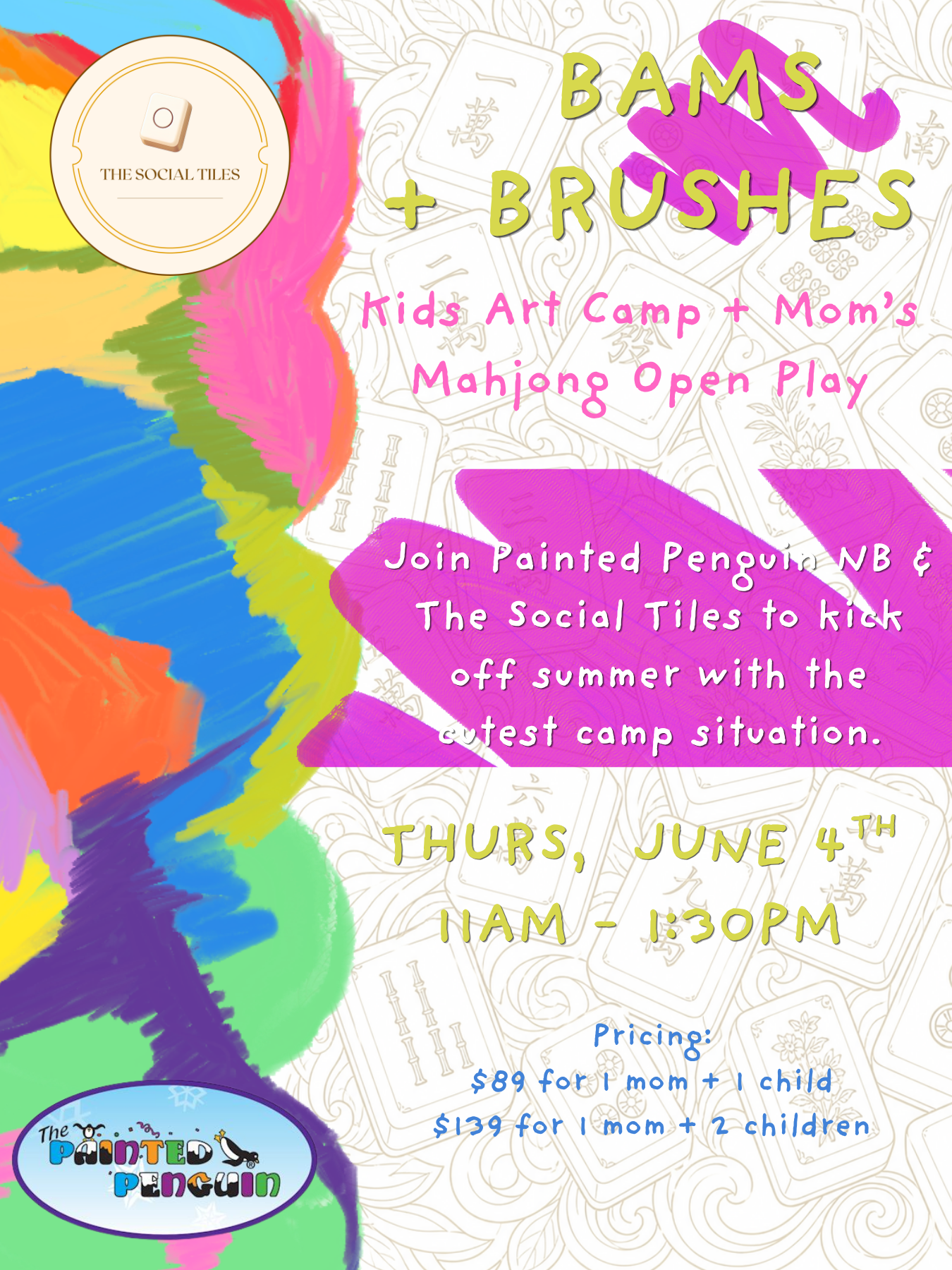 Bams & Brushes: Kids Art Camp + Mom's Mahjong Open Play