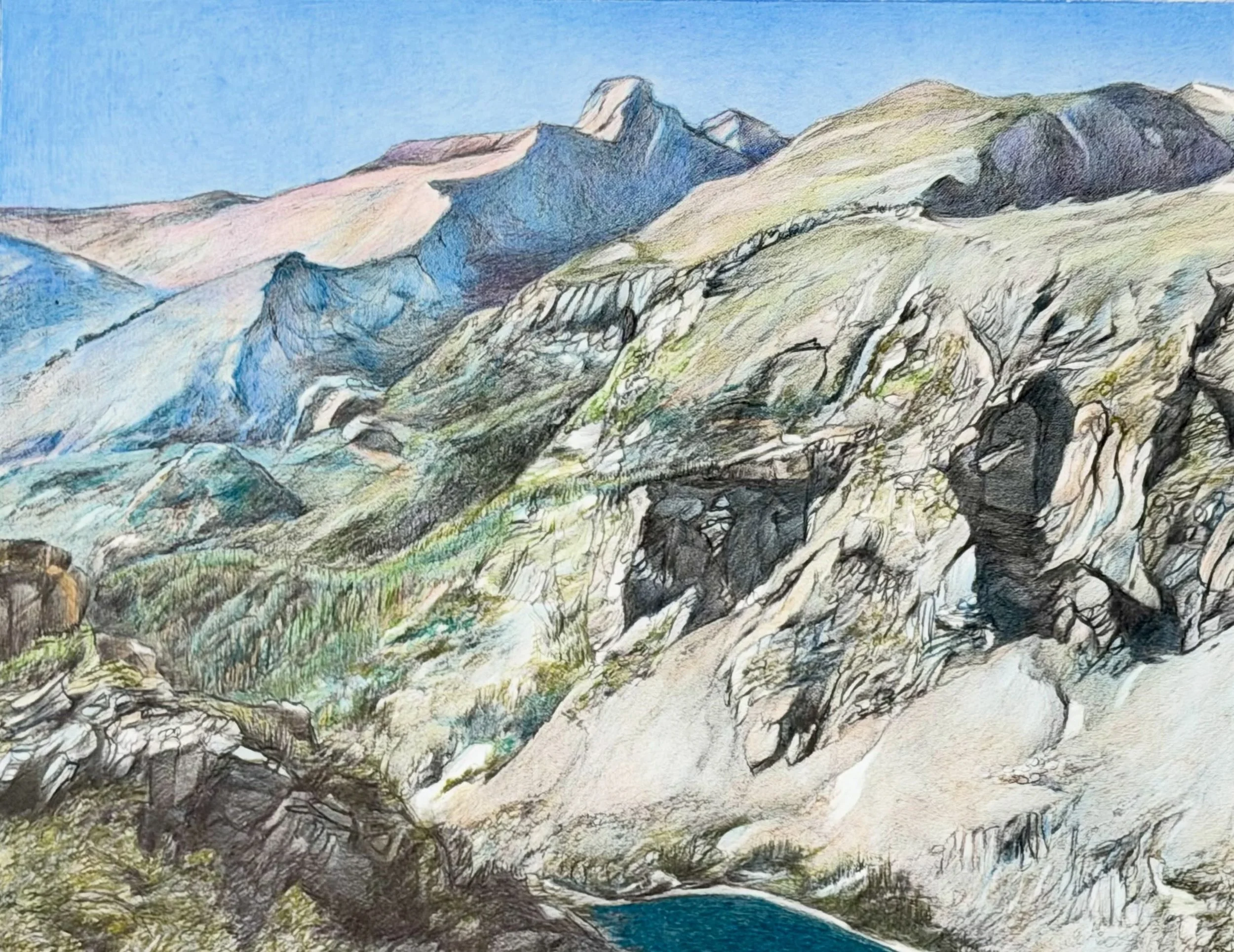 Thin Air ⛰️
Flattop Trail, Rocky Mountain National Park @rockynps 

11&rdquo;x14&rdquo; - colored pencil on paper. A limited edition of prints will be available - shoot me a DM to get in line!