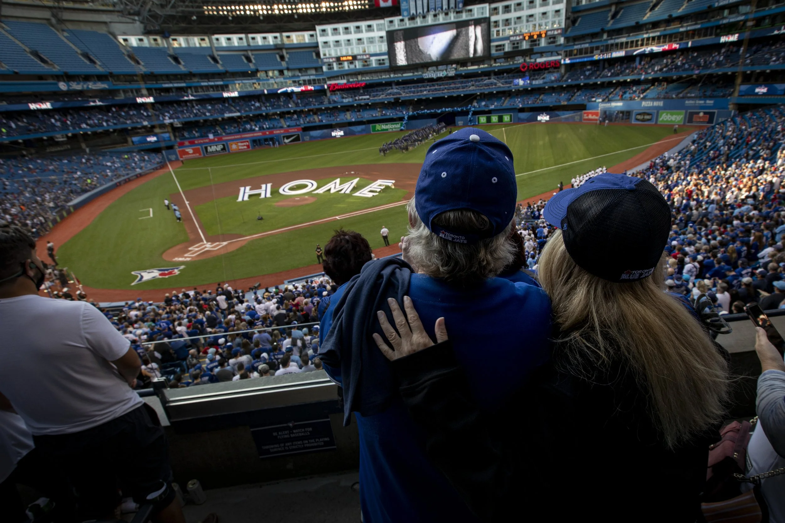 Blue Jays fans return for the first home game in two years on July 30, 2021. The roof was open for extra ventilation.