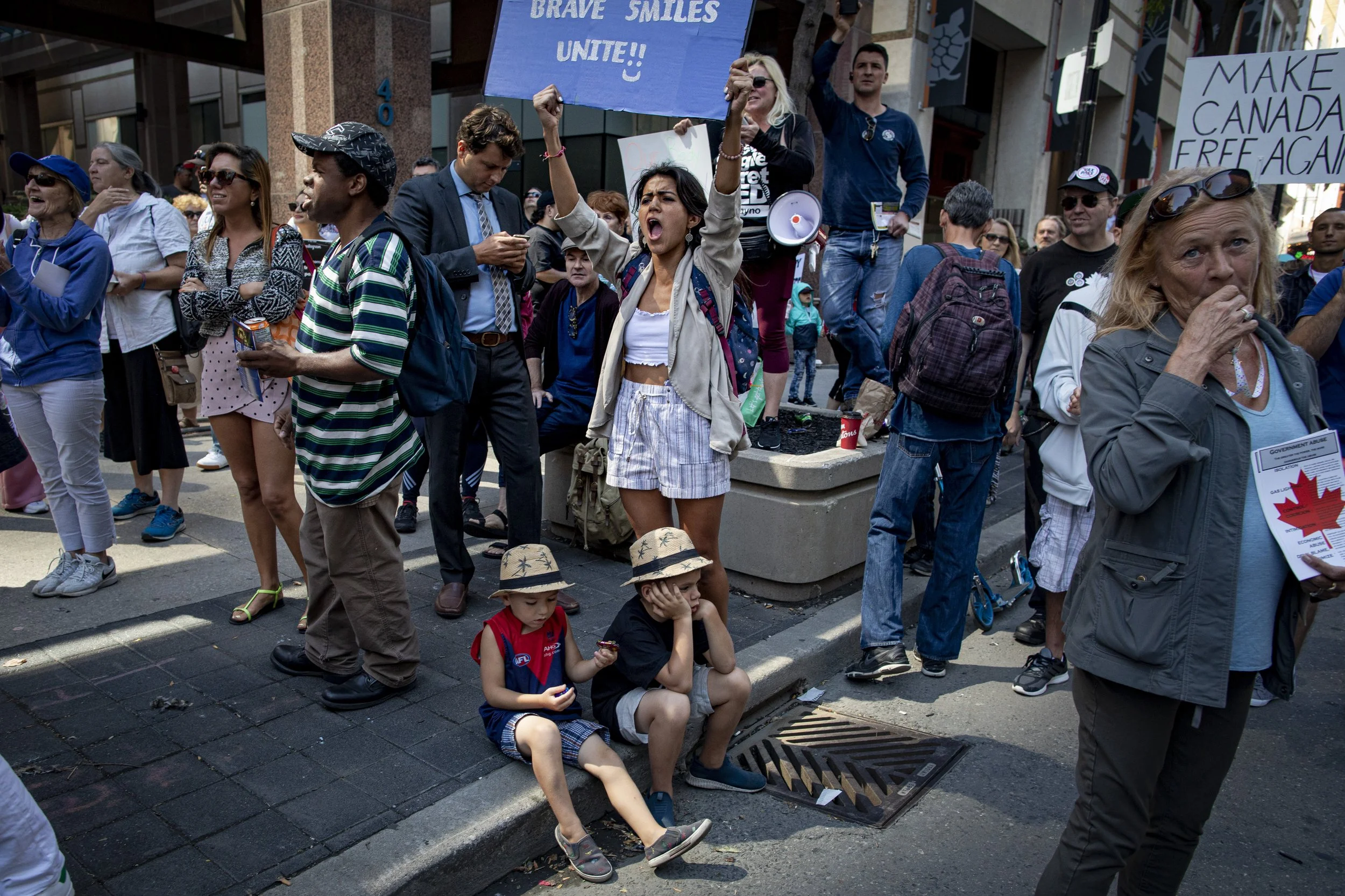 Anti-vaccine lockdown protest, Toronto, Sept. 2, 2021.