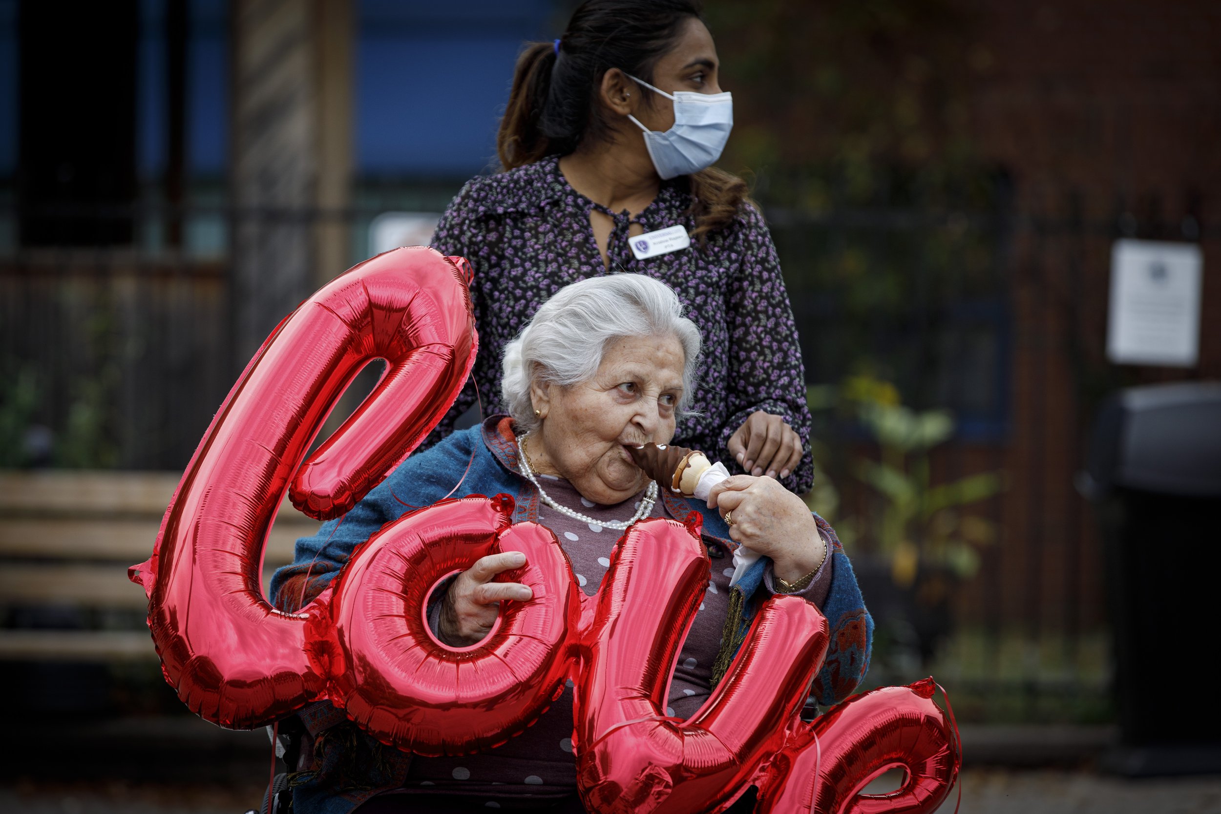 Sophie Kypreos, 86, on staff appreciation day at the Tony Stacey Centre For Veterans Care, in Scarborough, on Oct. 15, 2021.