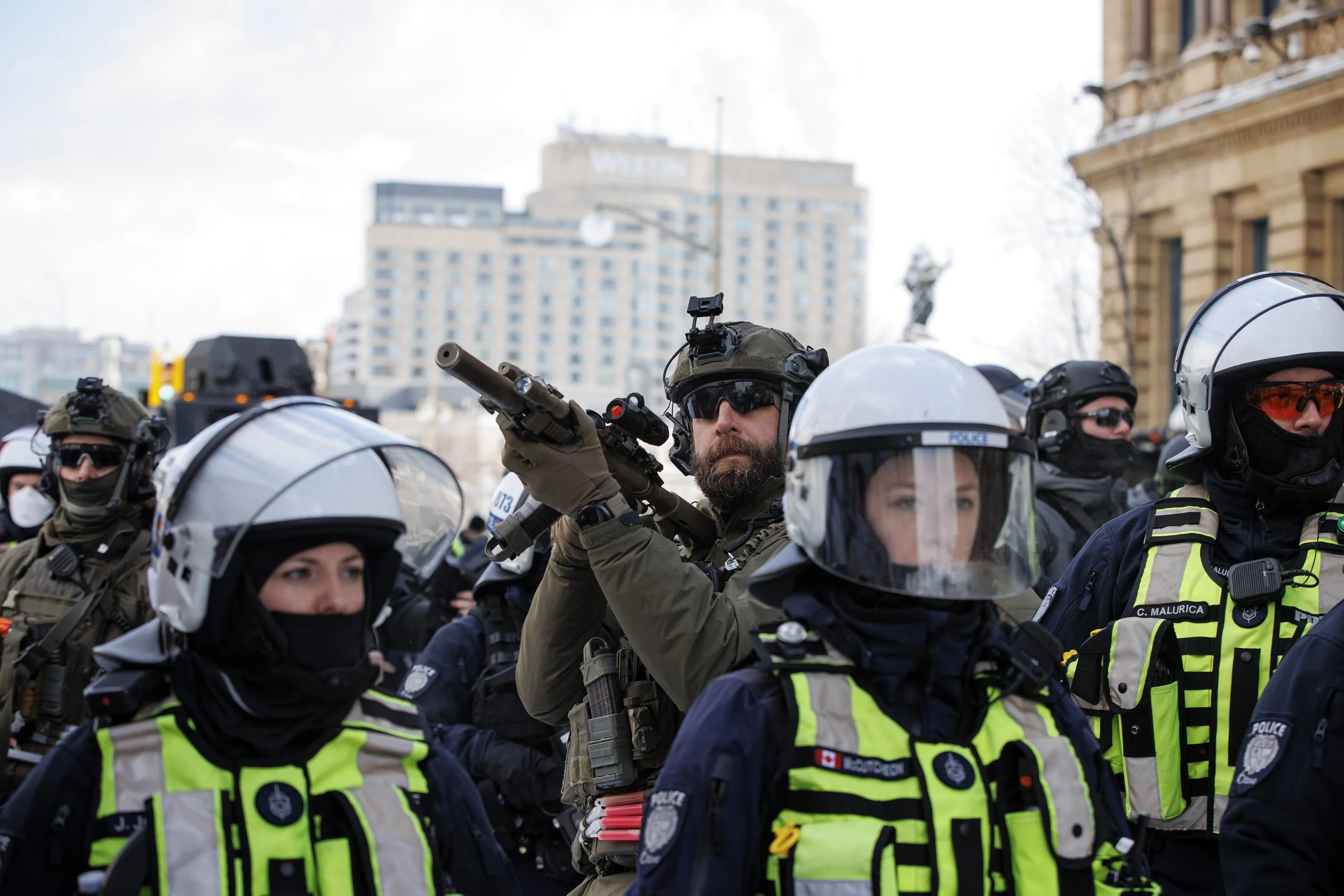 A heavily-armed operator was among the law enforcement officers brought in to clear the Parliament Hill encampment on Feb. 19, 2022.