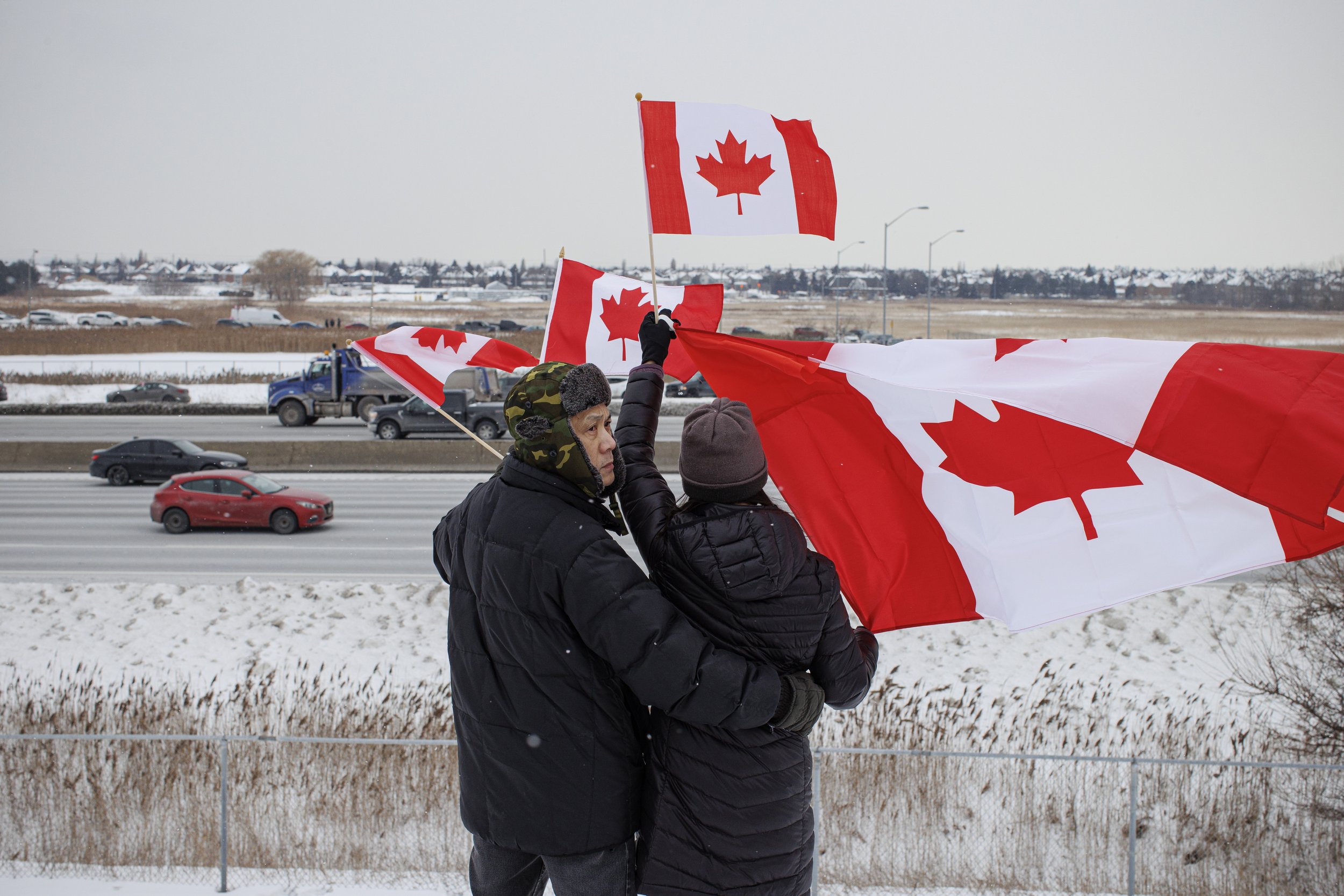Freedom convoy, Vaughn, Ont., Jan. 27, 2022.
