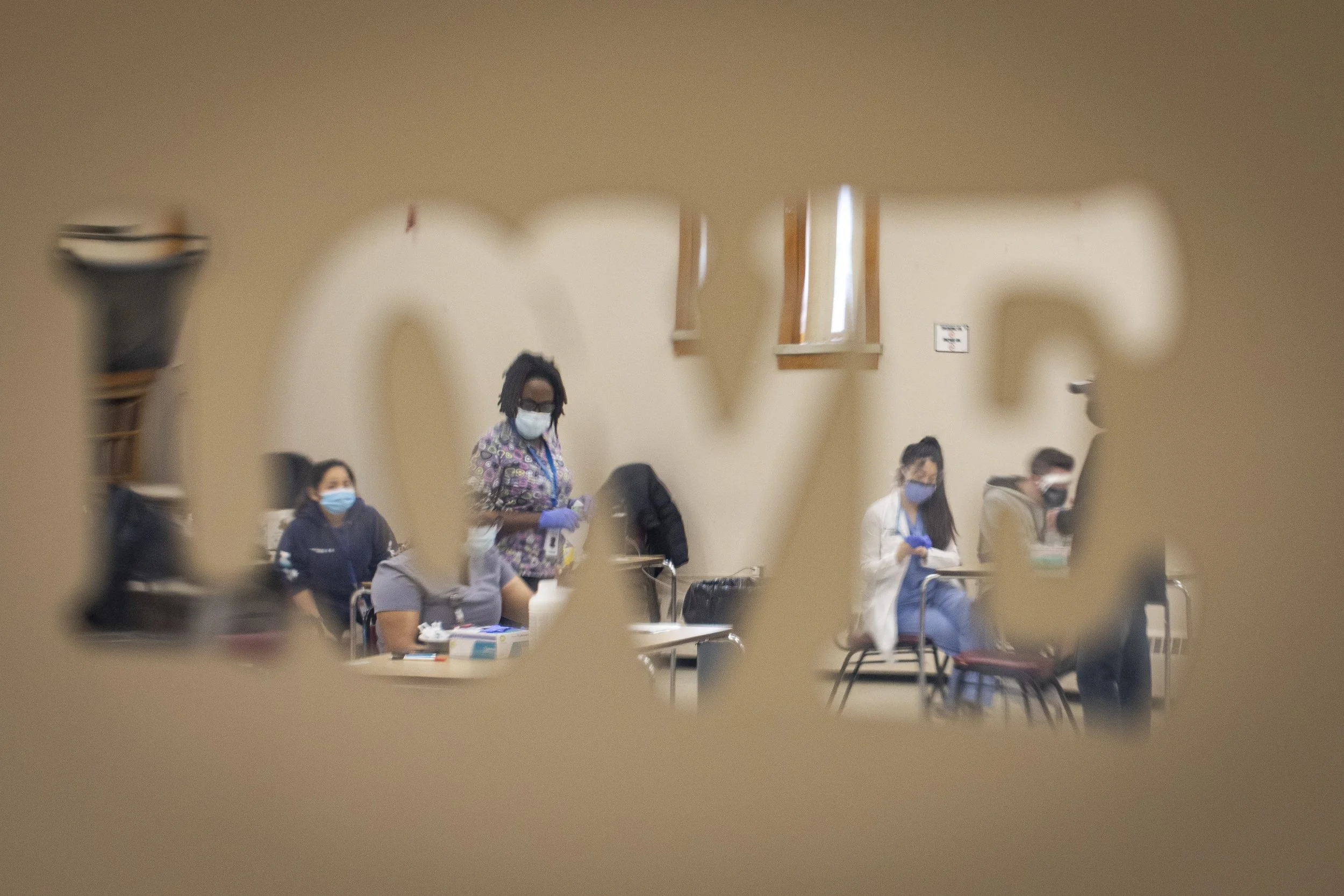 Humber River Hospital nurses run a vaccine clinic in a Jane and Wilson area apartment on Apr. 13, 2021.