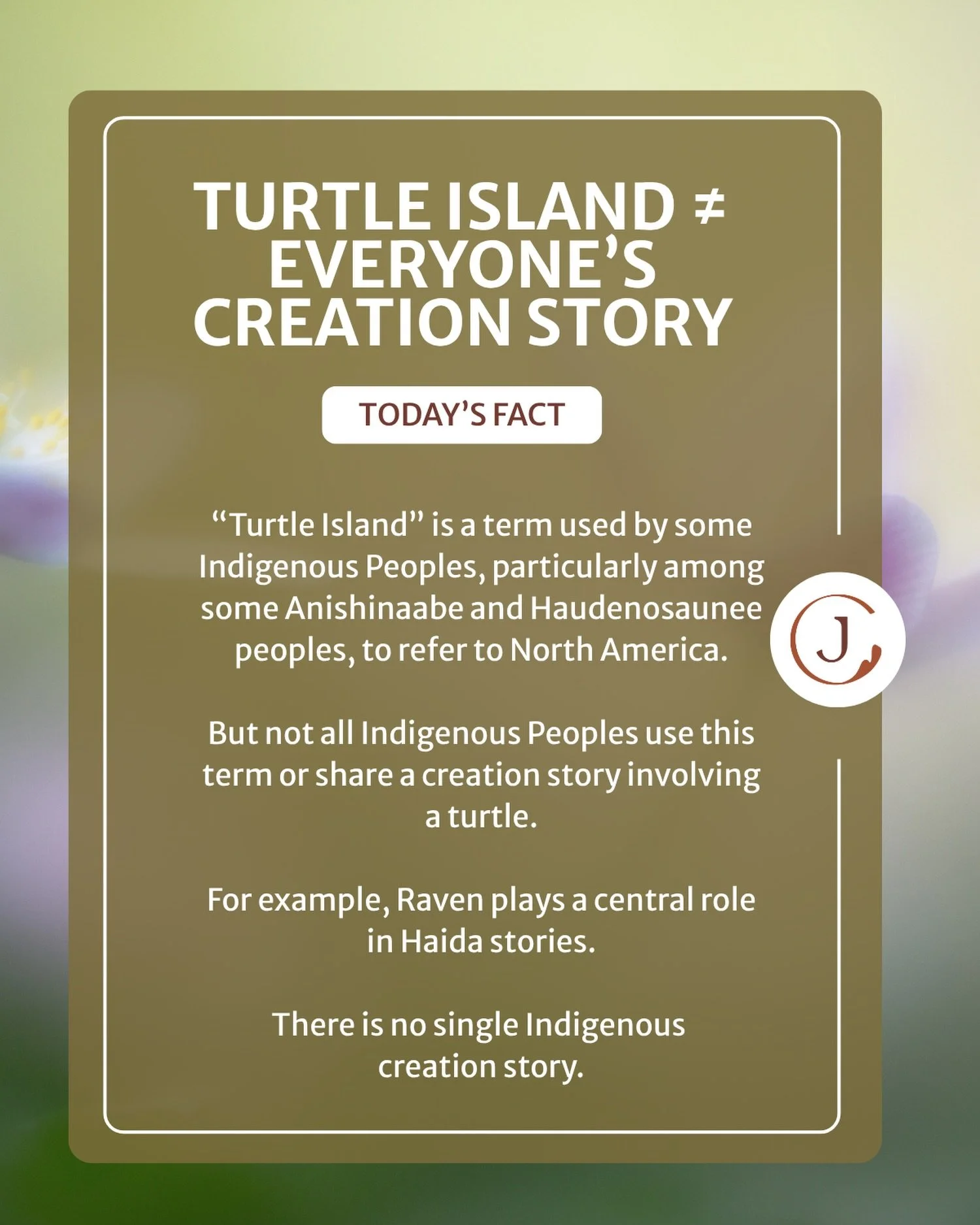 Turtle Island is commonly thought of as a term representing First Nations across Canada and their description of North America. However, this term does not originate from all First Nations. 

See the post above to learn more! 

#Indigenouslearning #F
