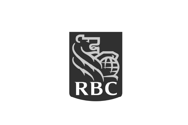 Black and white RBC logo featuring a lion holding a globe.
