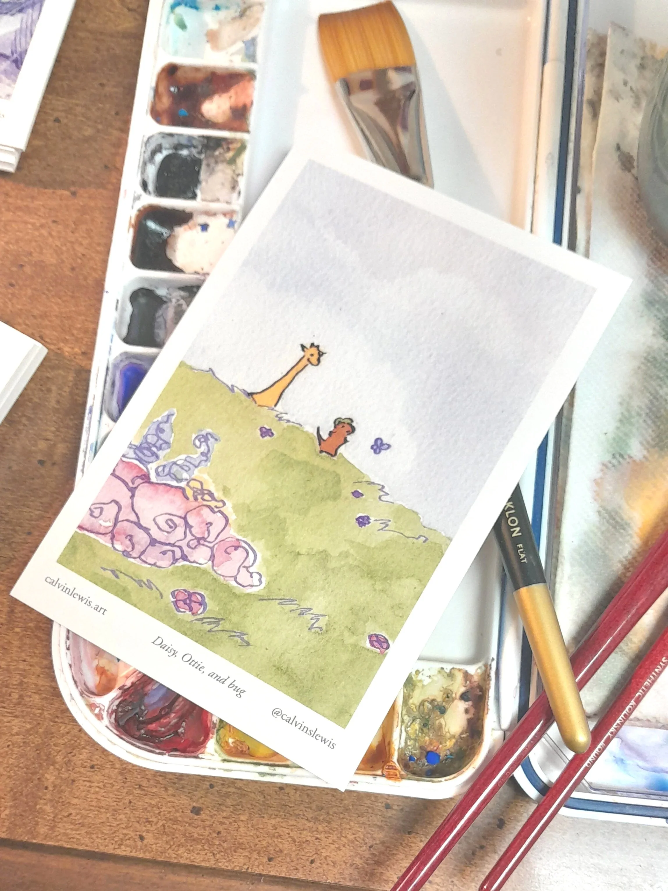 Daisy, Ottie, and bug Postcard