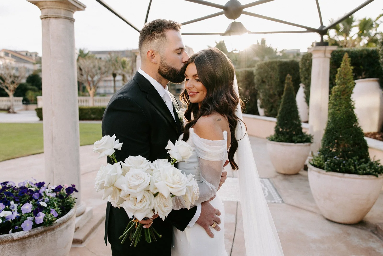 Elegant black tie wedding reception design at Portofino bay hotel in Orlando, Florida.