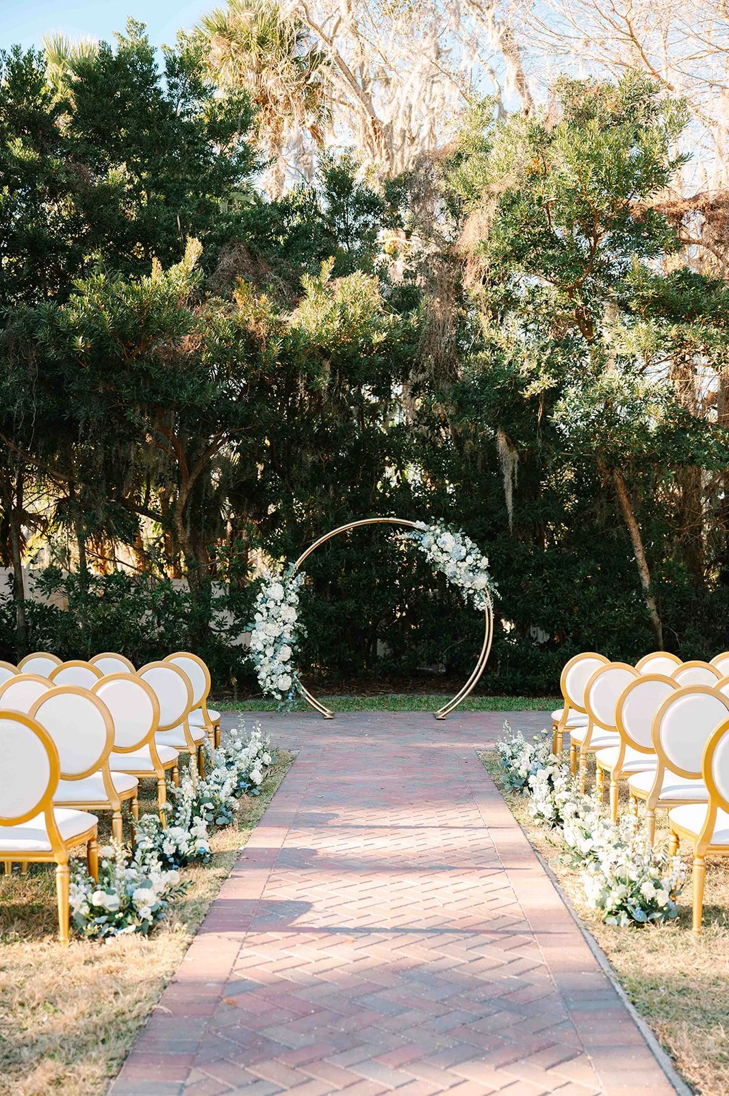 Romantic outdoor wedding ceremony arch for a wedding at Luxmore Grande Estate in Winter springs, Florida