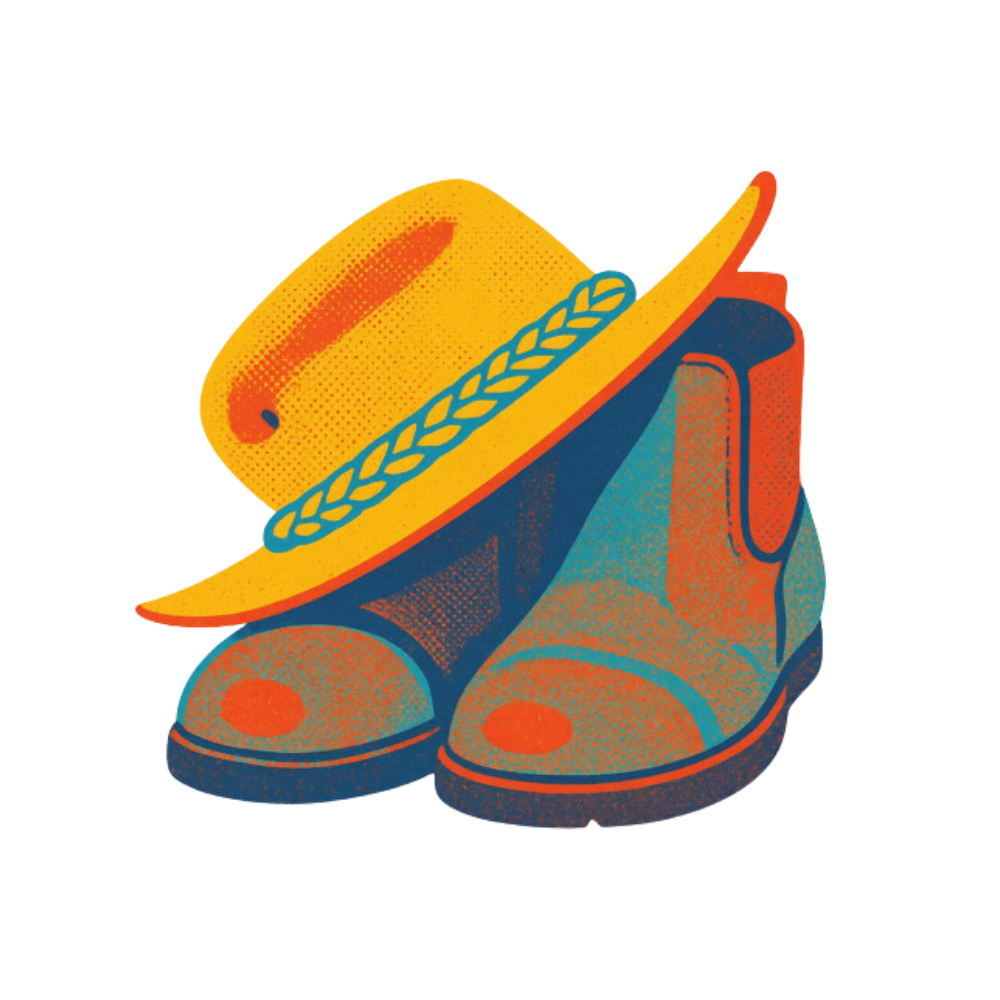 Colourful drawing of a hat on hiking boots ready for occupational therapy for mental health trauma in BC