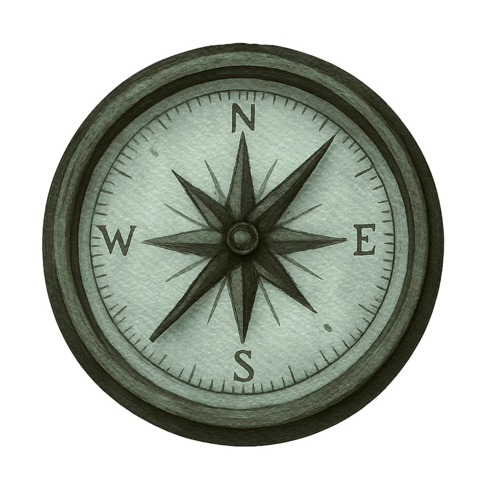Sketched green compass showing occupational therapy for trauma can guide your way to healing in Clinton BC.