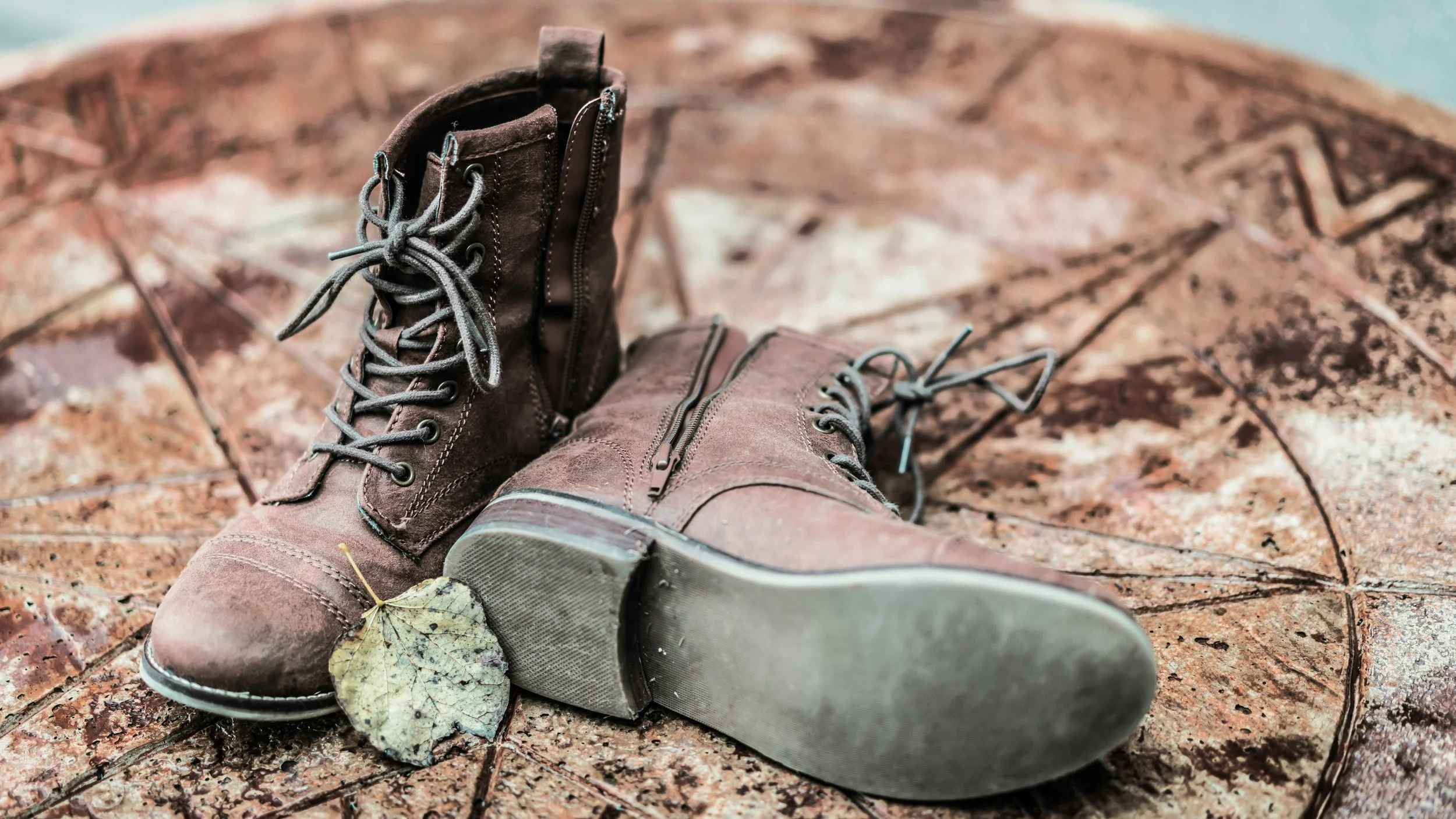 Hiking boots on a stump taken off for trauma-sensitive yoga in Kamloops BC