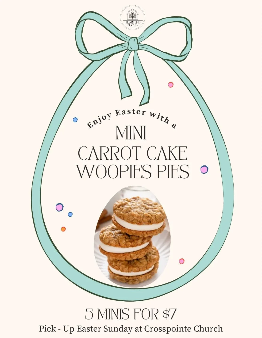 Locals only!
Carrot Cake Woopie Pies! Like oatmeal cream pies but better! 
5 minis for$7!