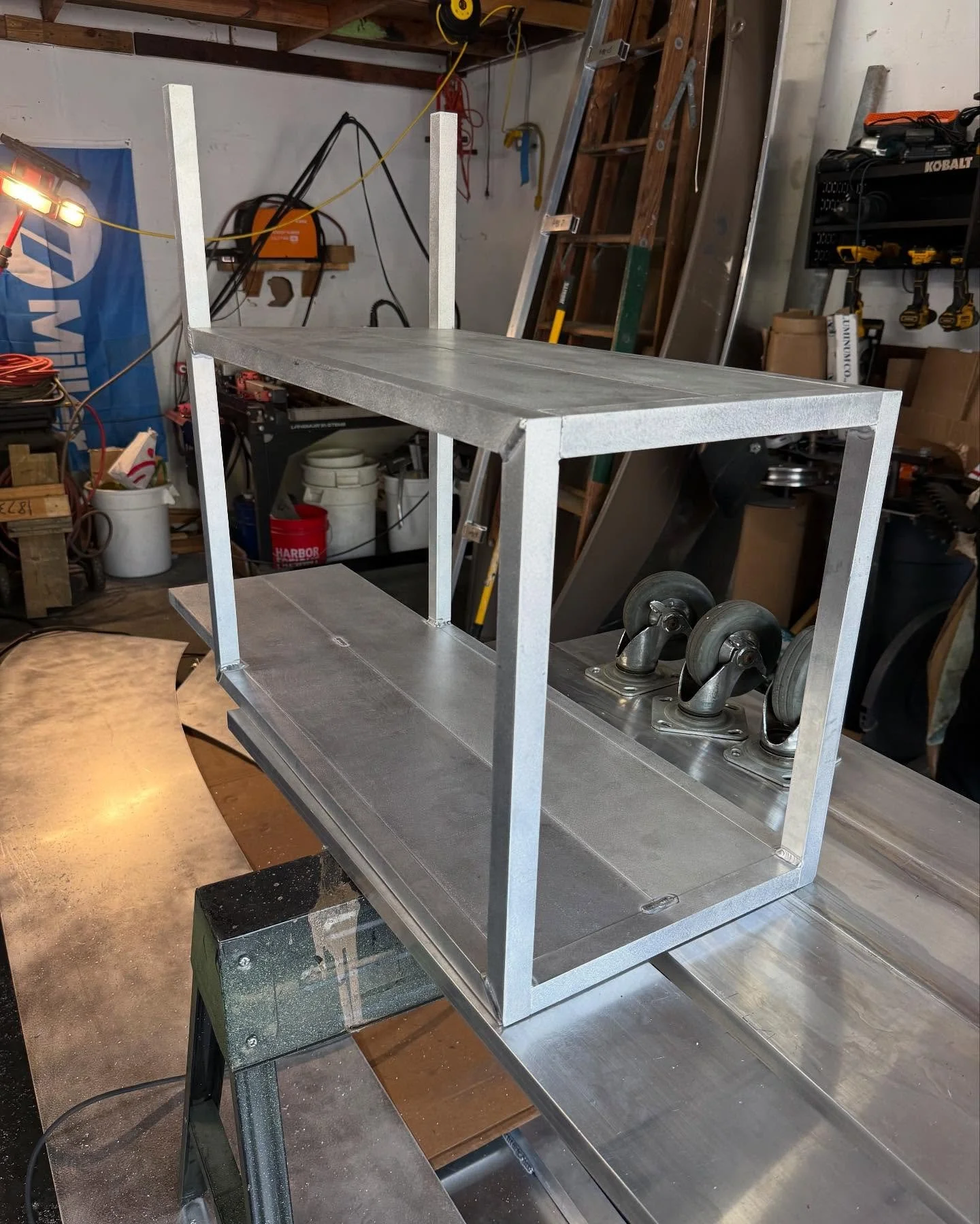 Custom cart made for a tig welder and water cooler combo