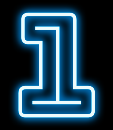 Neon blue number one.