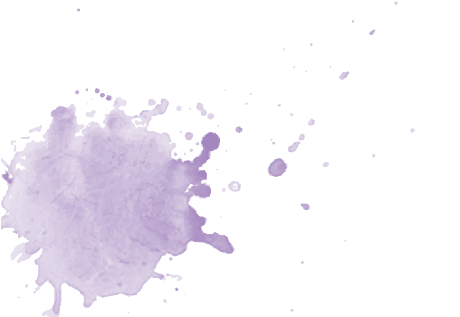 A purple watercolor splatter on a black background.
