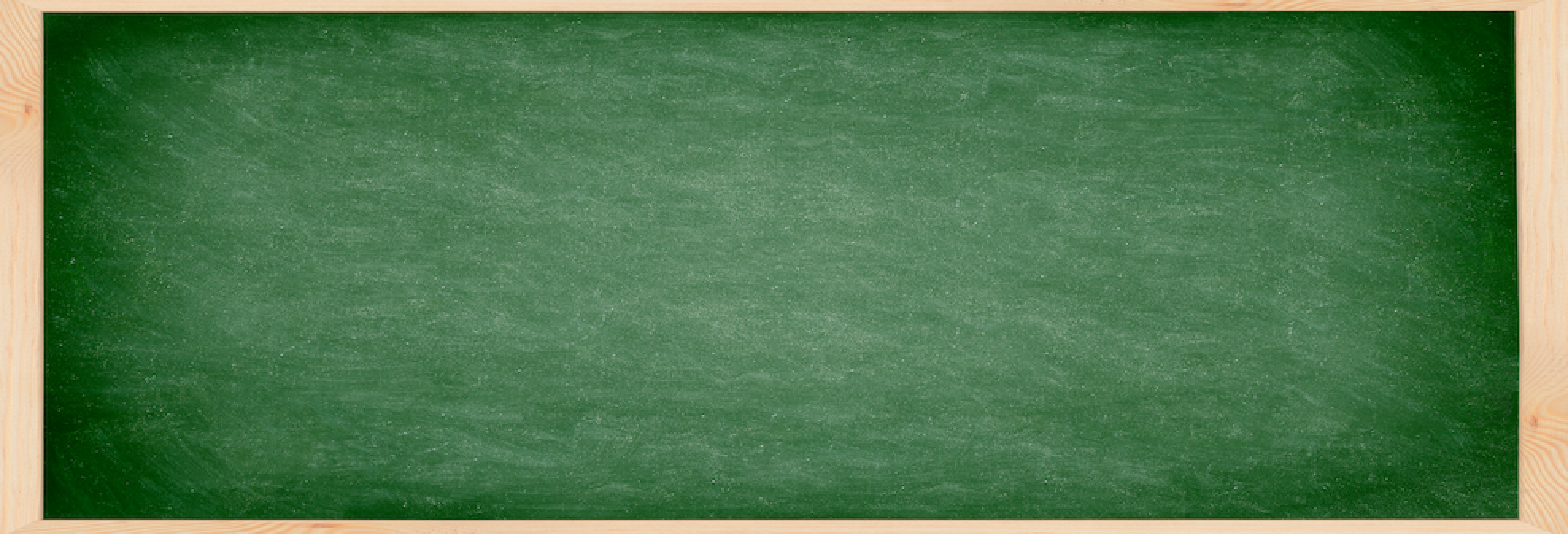 Green chalkboard with a wooden frame.