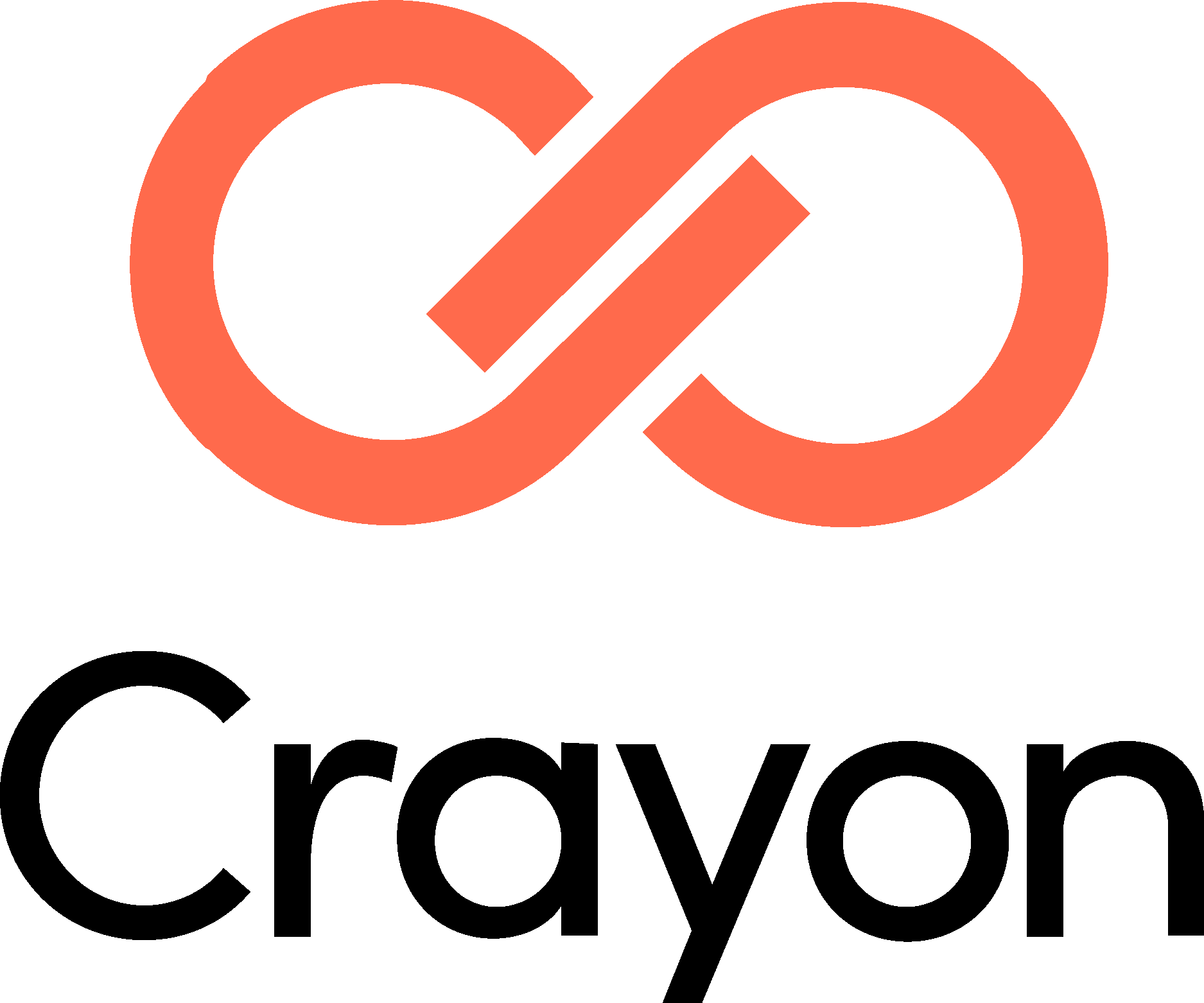 An infinity symbol composed of two overlapping orange circles connected by a diagonal line.