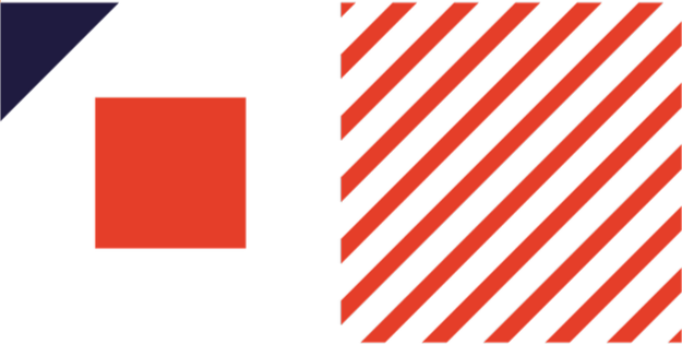 Red square on black background with diagonal red lines on the right side.