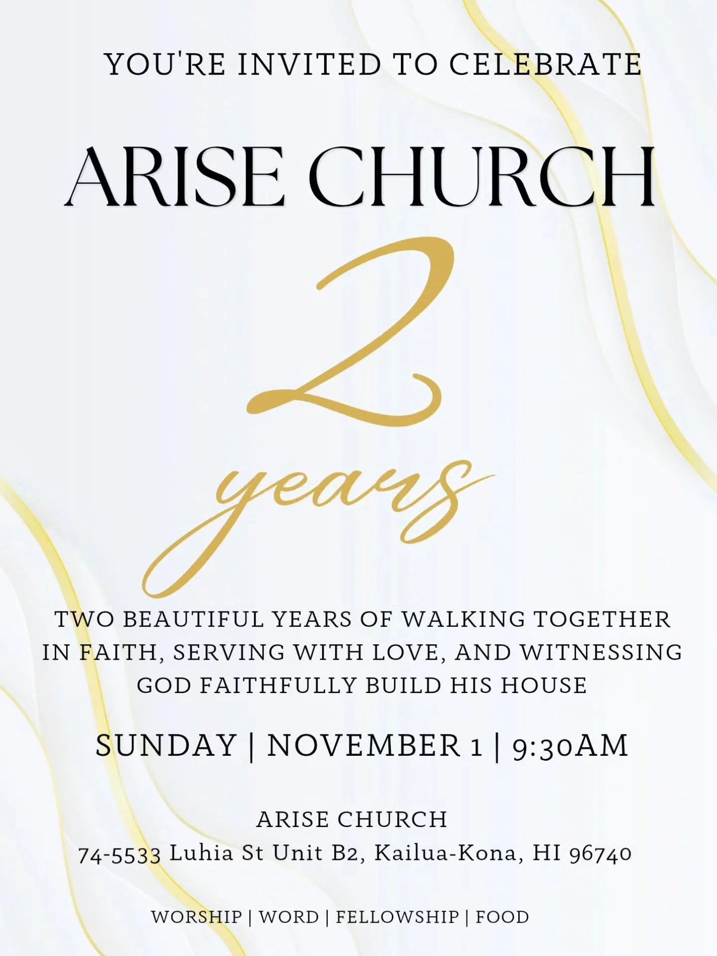 ✨️ARISE CHURCH IS TURNING 2! ✨️

Two incredible years of walking, praying, serving, and watching God faithfully build His house. ❤️

Now it&rsquo;s time to celebrate together! 🥳✨

Come celebrate all that God has done, honor the people who have helpe