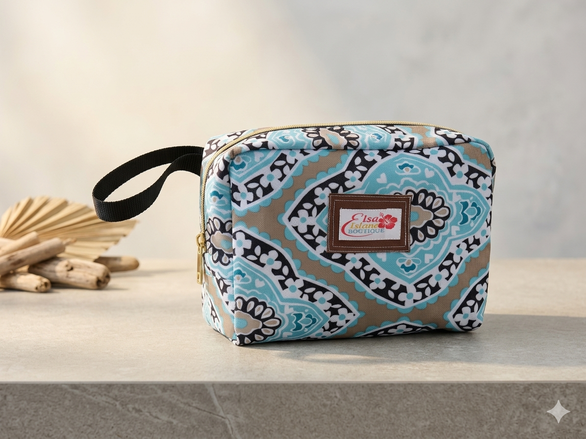 Island Medallion Quilted Travel Organizer Water-Resistant Makeup Bag