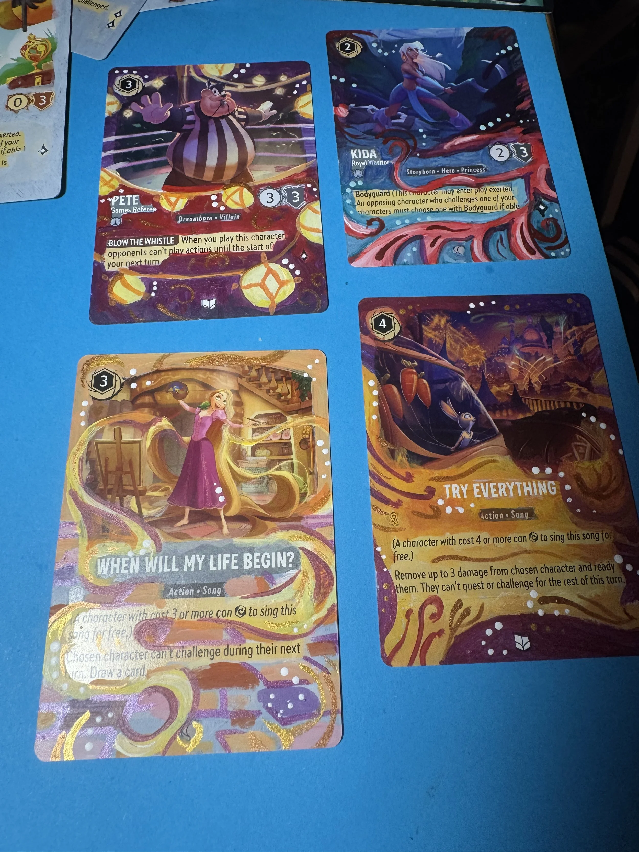 Custom altered Lorcana playing cards: set of 4