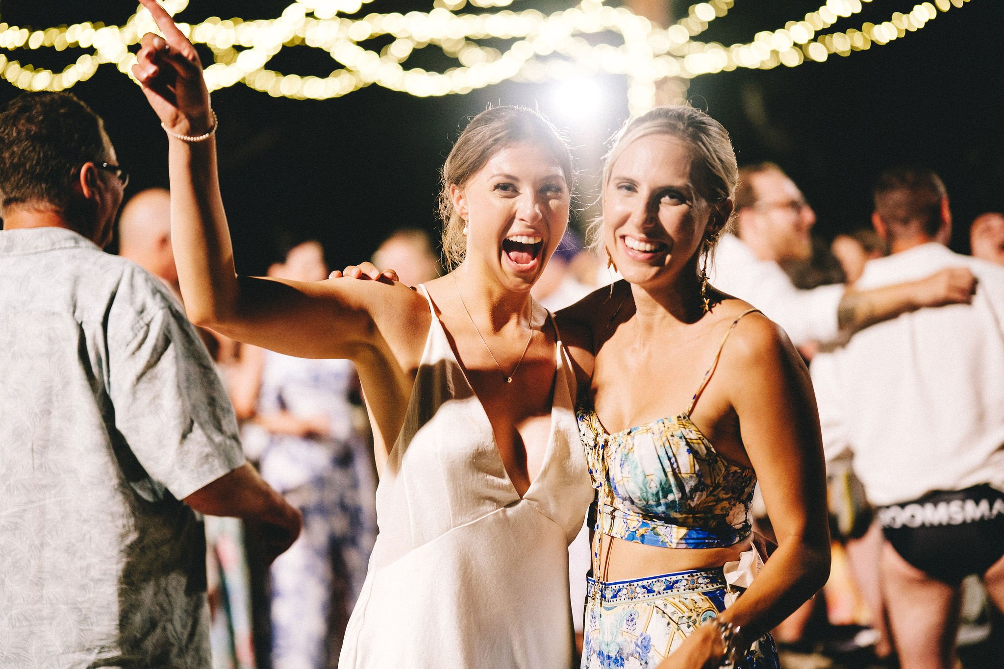 Happy bride enjoying her wedding reception at ShangriLa Yanuca Island Fiji