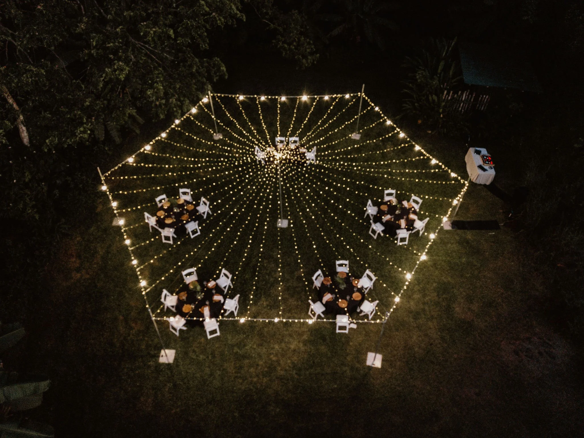 Hexagonal Intimate fairy lights at Malawai Plantation
