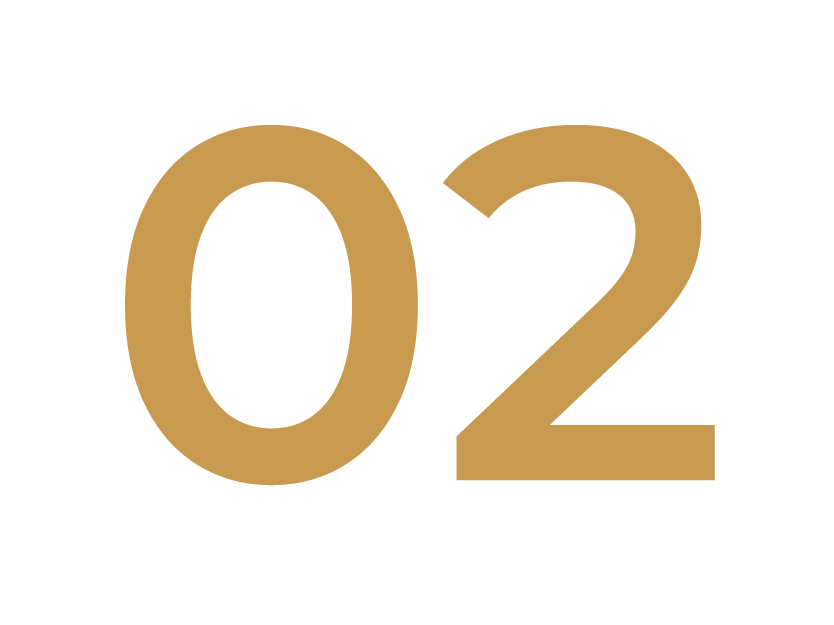 Large gold-colored number 02 on a black background.