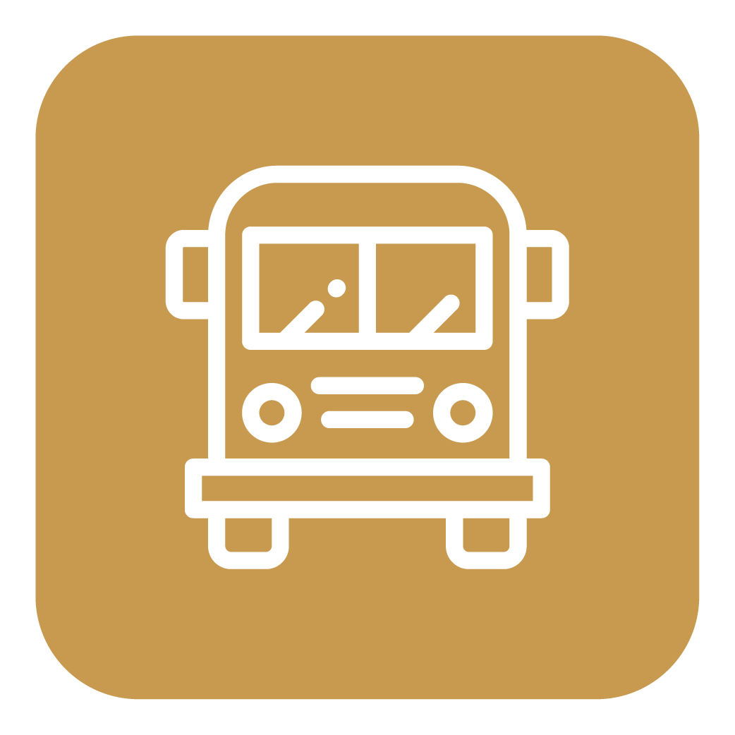 Icon of a bus on a gold background