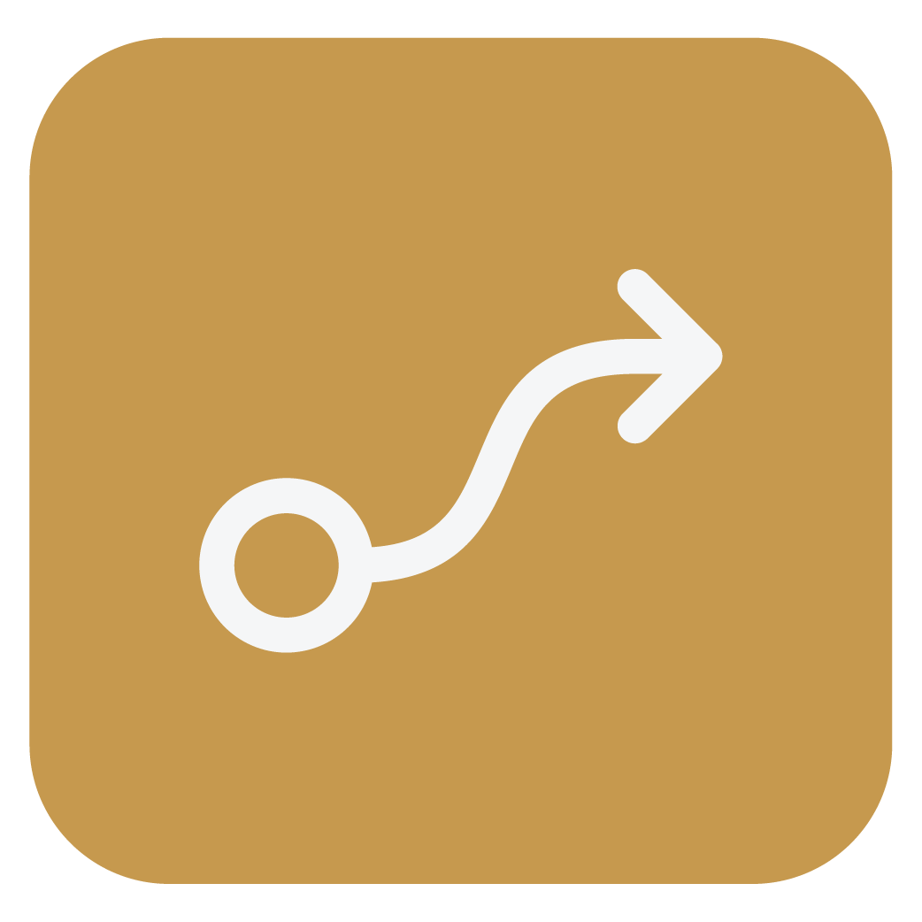 Icon of a circle with an arrow coming off it