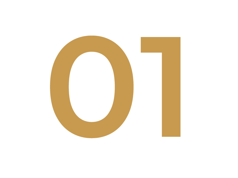 The number 01 in large, gold-colored font on a black background.