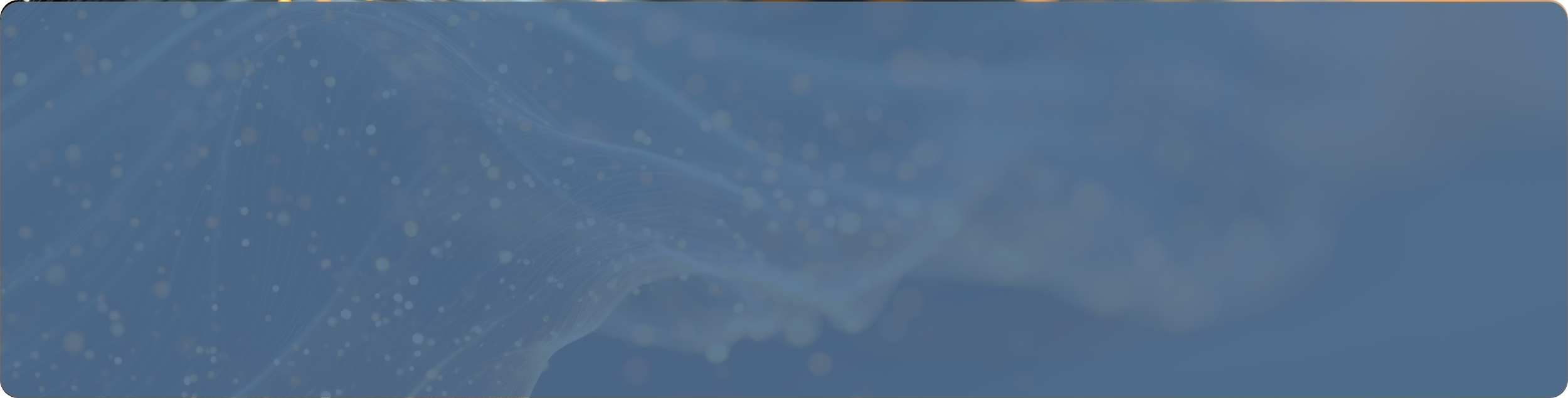 Blue digital abstract background with flowing lines and dots.