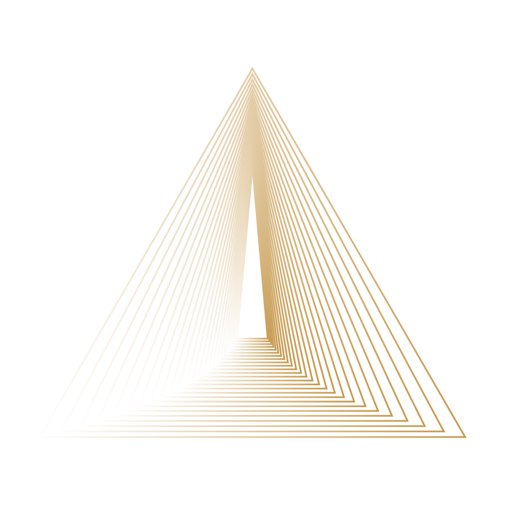 Golden pyramid-shaped object with a black background.