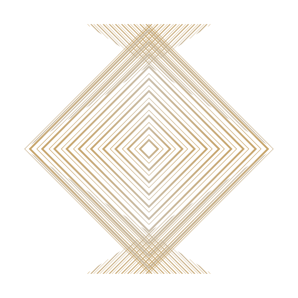 Abstract geometric pattern with beige and black lines forming a diamond shape on a black background.