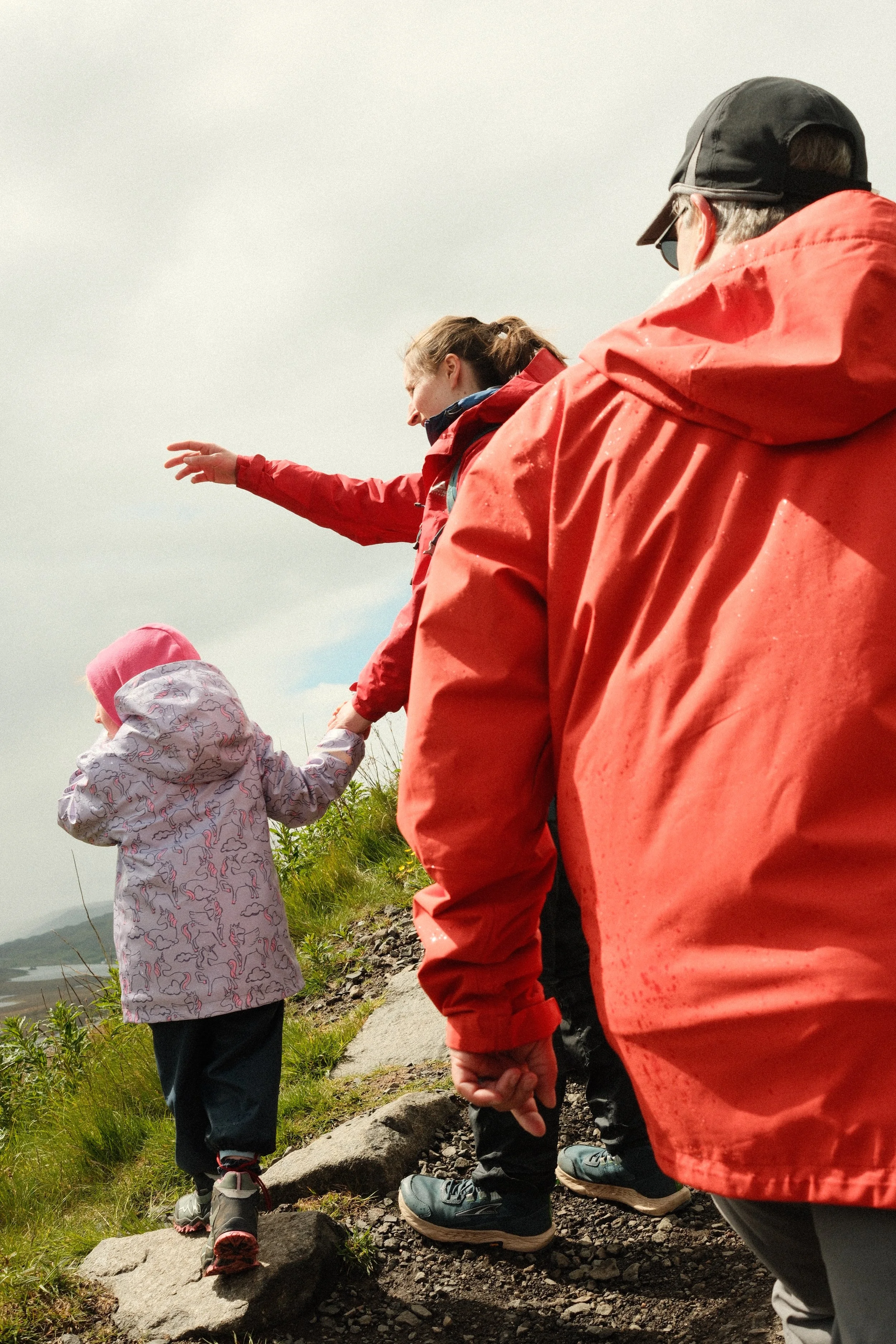 People hiking at Old Man of Storr, Isle of Skye, Scotland