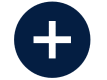 White plus sign inside a dark blue circle.