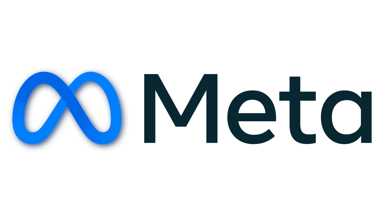 Meta logo featuring a blue infinity symbol followed by the text 'Meta' in dark blue.