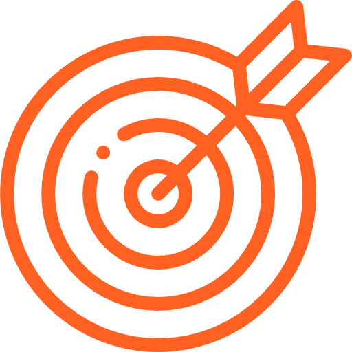 Orange target with an arrow hitting the bullseye.