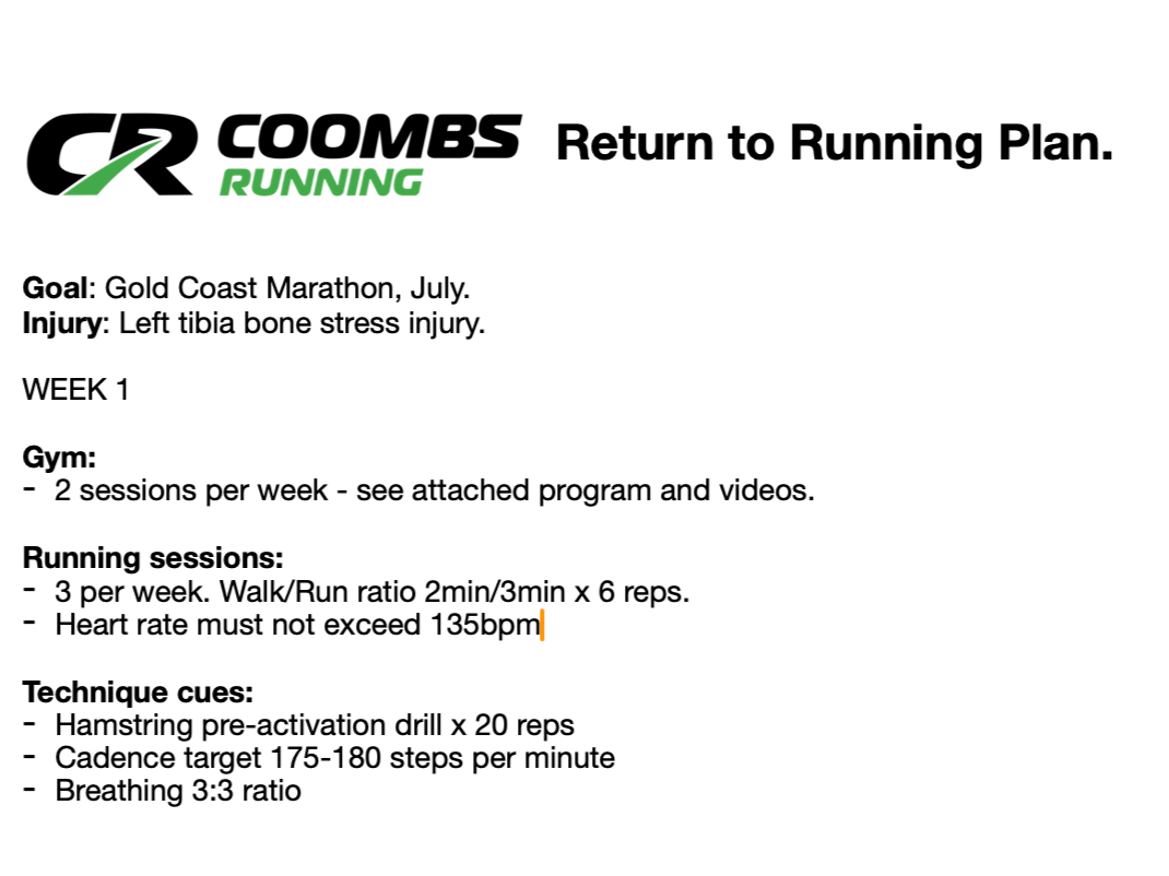 Coombs Running Physiologic treatment plan running physio