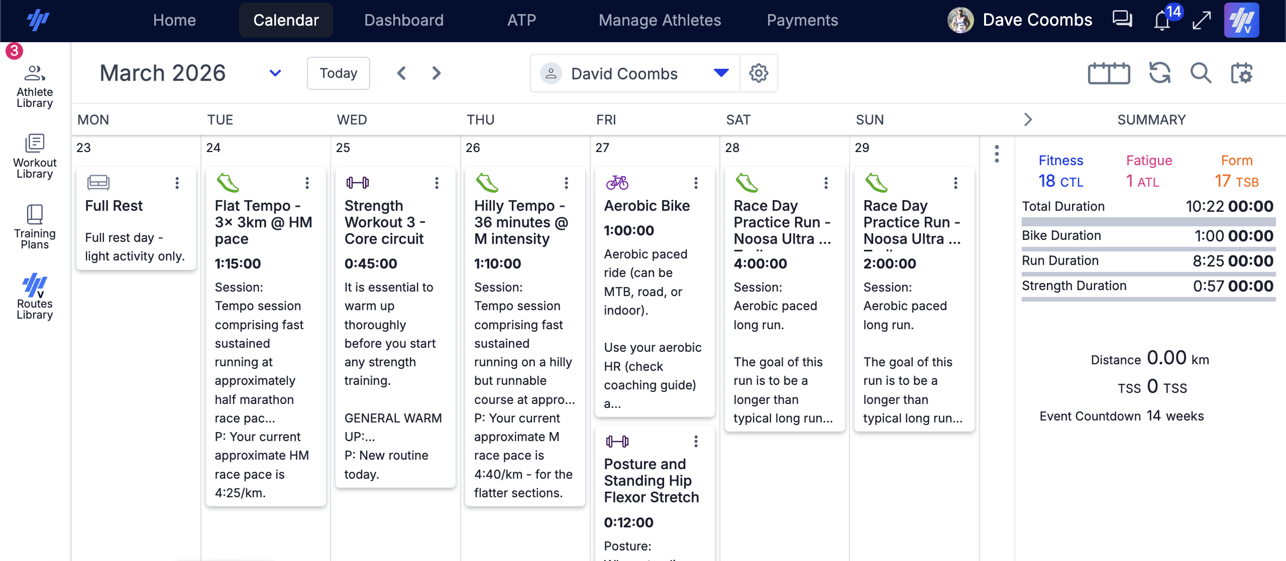 Online Running Coaching Dave Coombs Training Peaks Calendar